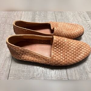 NISOLO MEN'S ALEJANDRO WOVEN LEATHER SLIP ON SHOES Almond $190 Size 11.5